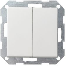 GIRA drukvlakschakelaar 2-voudig wisselschakelaar systeem 55 Zuiver wit (hagelwit) MAT 012827