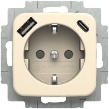 Busch Jaeger Reflex SI wandcontactdoos met 2x USB-Lader kinderveilig wit-crème 20 EUCB2USBAC-212